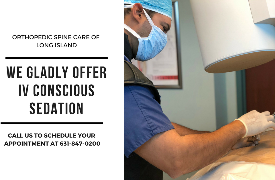 A photo of a IV Conscious Sedation procedure at Orthopedic Spine Care of Long Island.